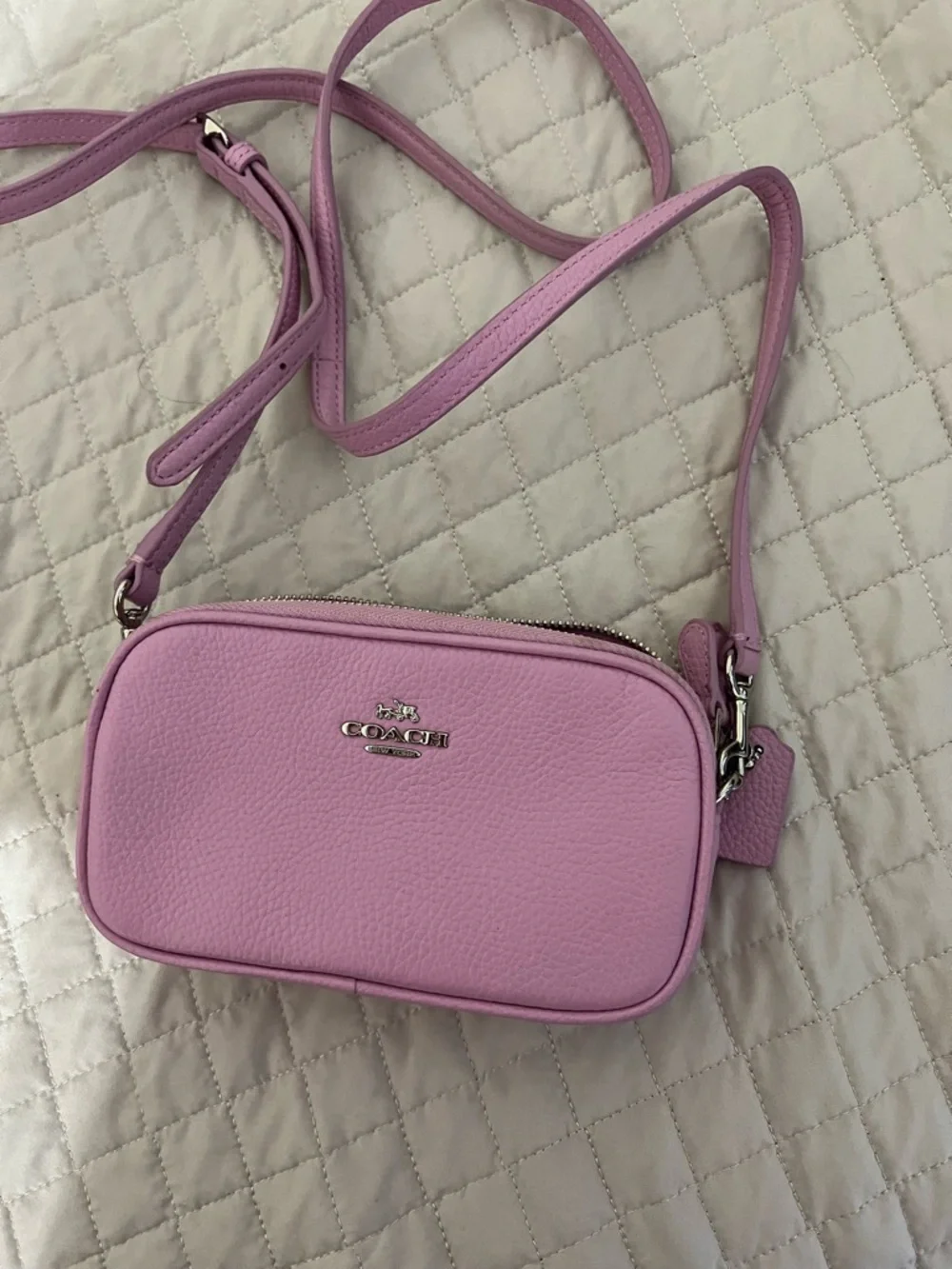 Coach Pink Pebbled Leather Crossbody Camera Bag